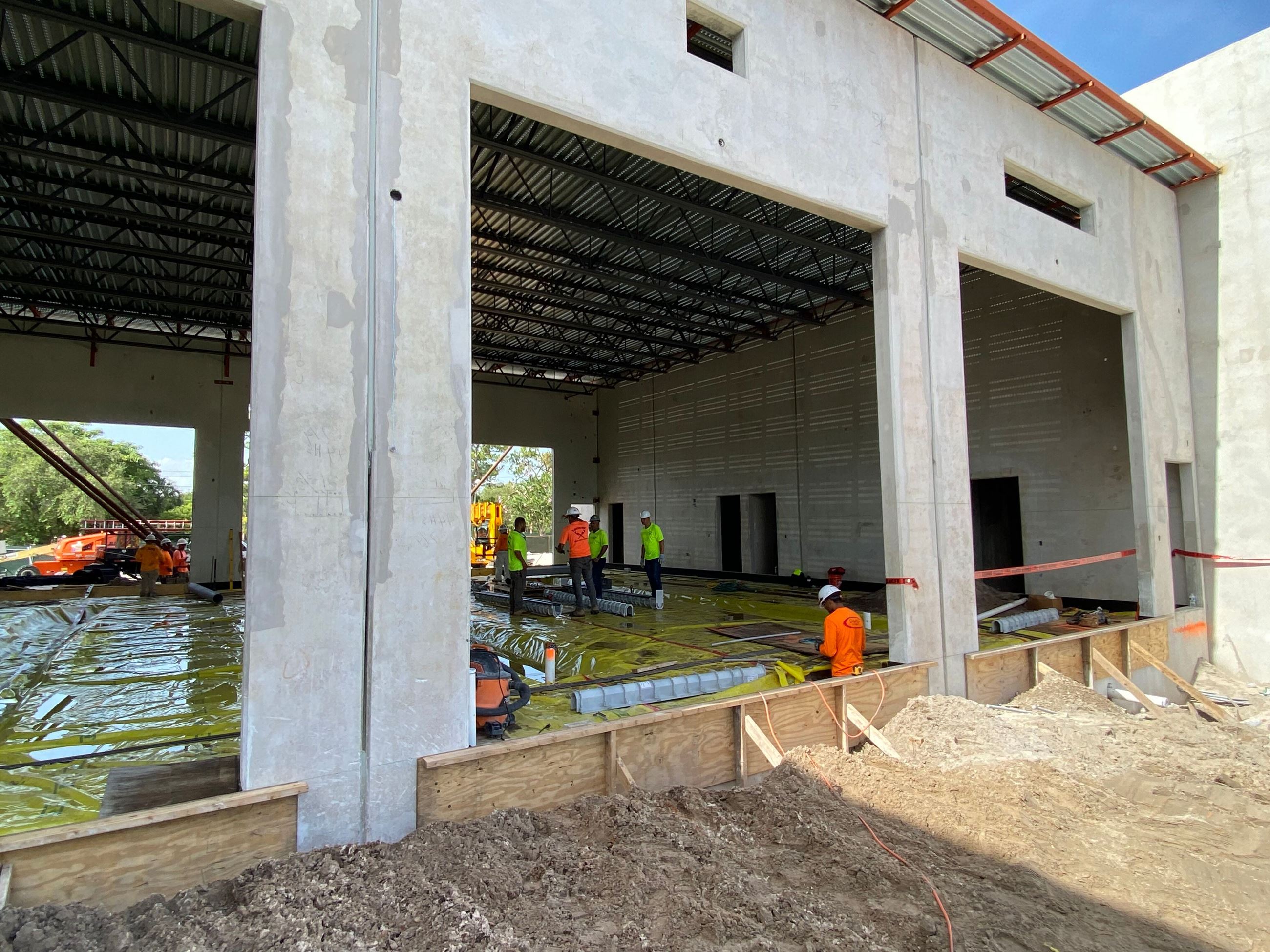 an image of Fire Station 9 under construction, showing the outside of the building