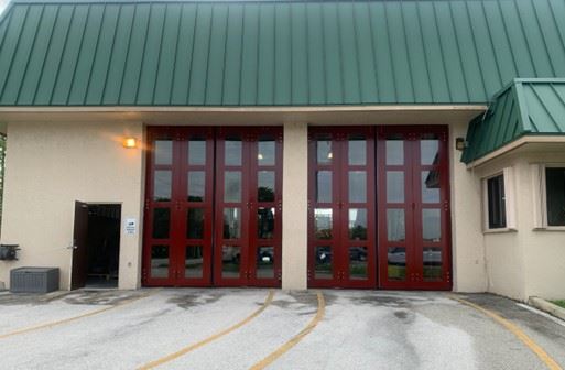 a photo of new fire truck bay doors at Fire Station 87