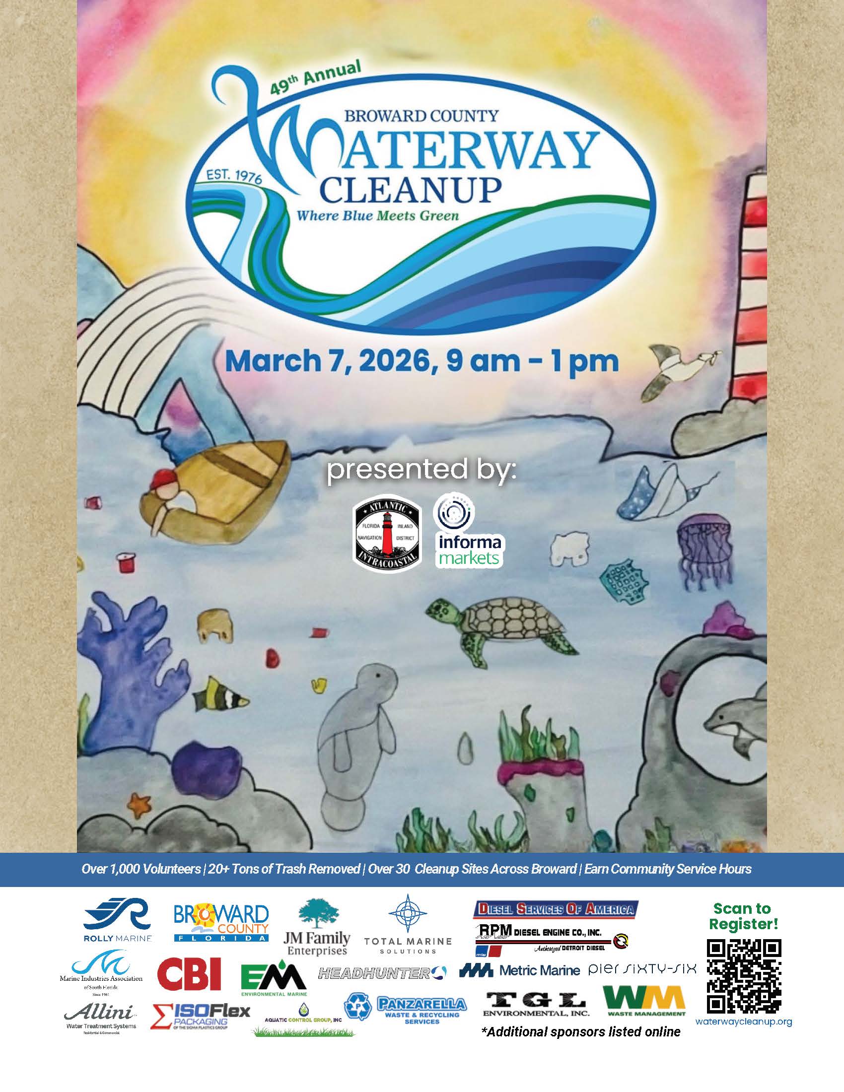 Poster promoting the 2026 waterway cleanup