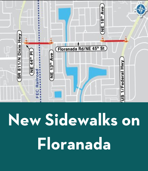 Floranada Sidewalks Web News item with map of project area