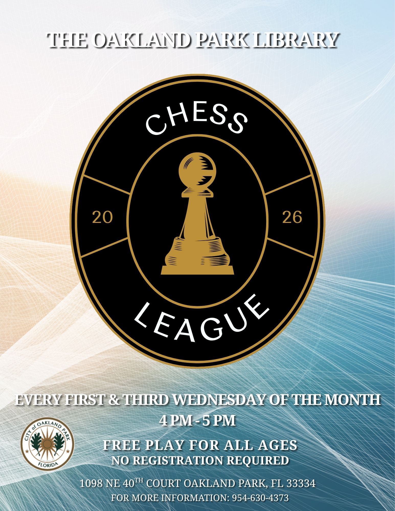 Chess League. Free for all ages. 