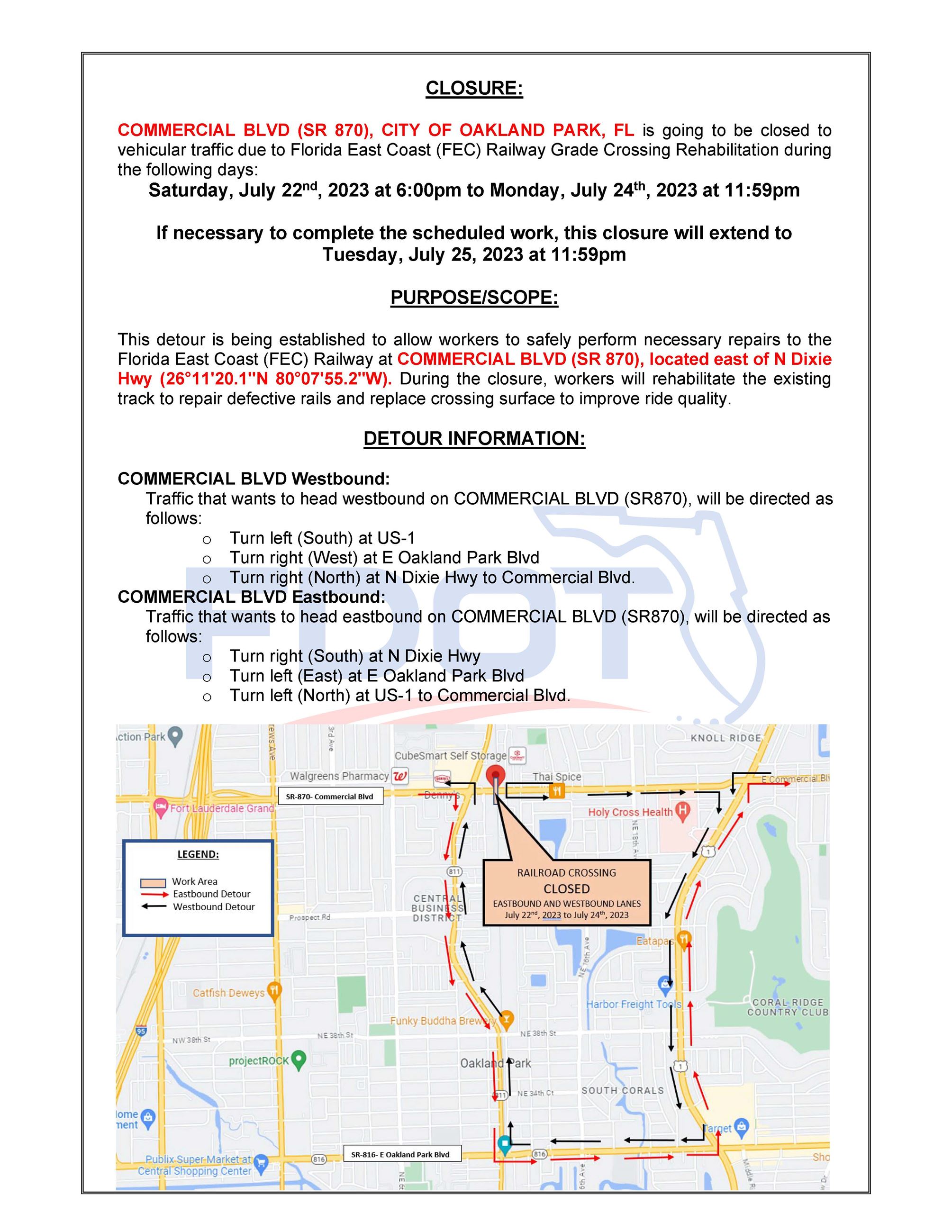 PIO Detour -SR-870- Commercial Blvd